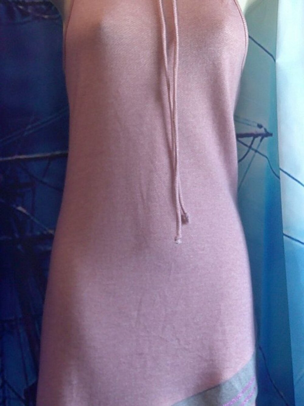 NEW "VENUS" Trendy Hooded Sweater DRESS Cozy Hem Striping Woman Sz M